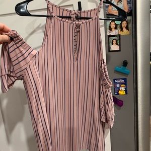 Blush shoulder cut out top